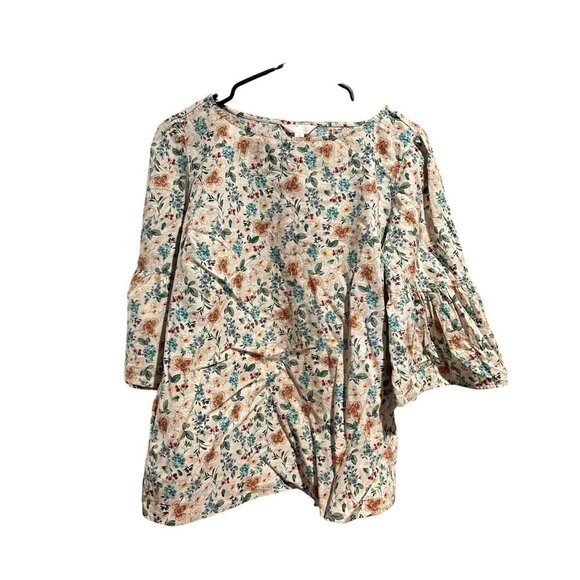 Time and Tru Tops - Time and Tru Women's Floral Flare Sleeve Top